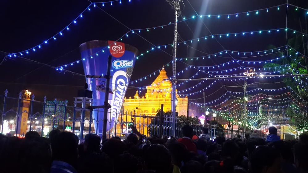 College Square Puja Pandel at night