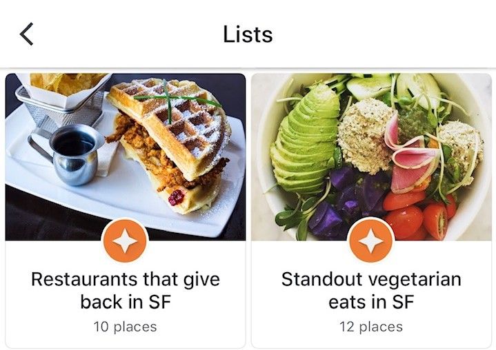 Caption: A screenshot of two San Francisco restaurant lists created by Google Local Guides.