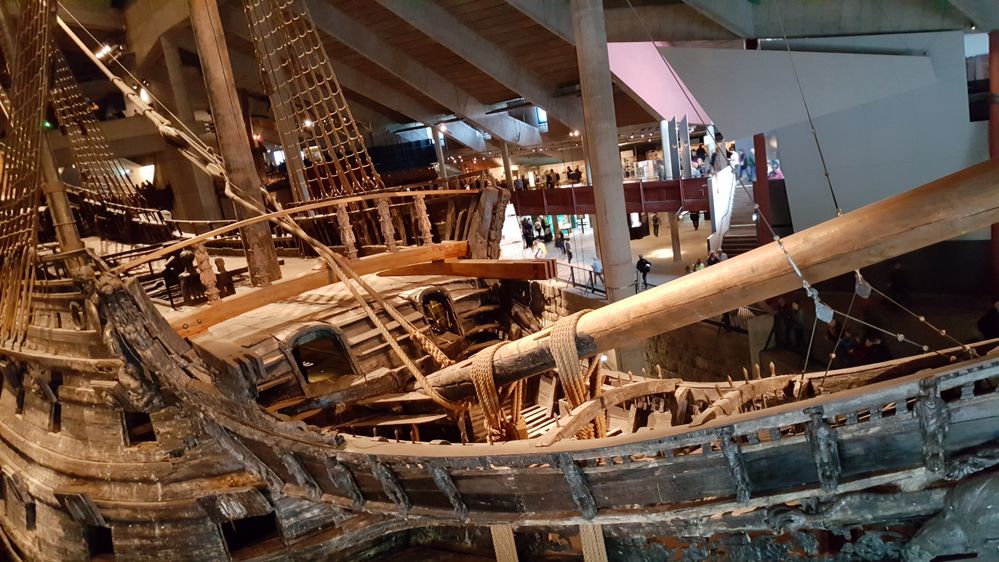 Caption: A photo of the Vasa, a large salvaged wooden 17th century Swedish warship, and the Vasa Museum, a museum dedicated to the ship in Stockholm, Sweden. (Local Guides Monita Cheng)
