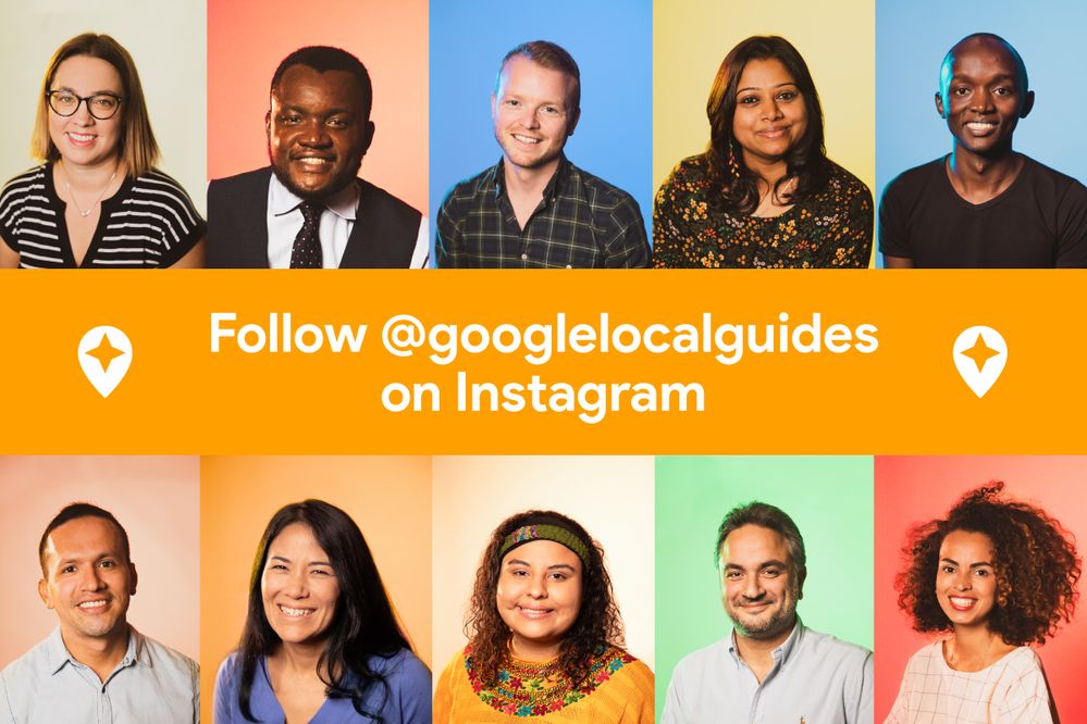 Caption: A graphic showing portraits of 10 Local Guides from around the world who are featured on our Instagram channel.