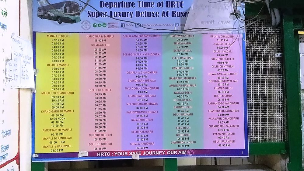 20170715 Time table Showing the Bus operating specific Time