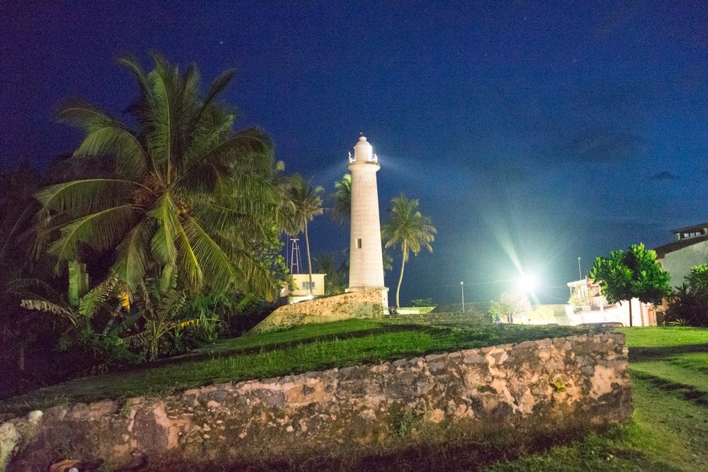 Galle lighthouse during the night