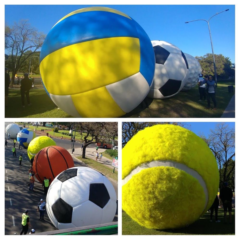 Caption: Photos of the giant balls