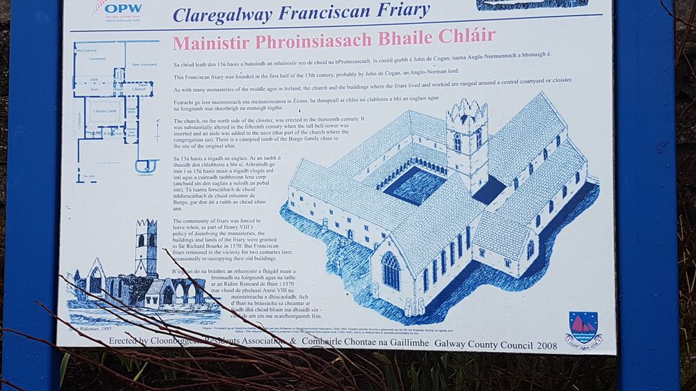 History of the zFranciscan abbey  in Claregalway. County Galway Ireland