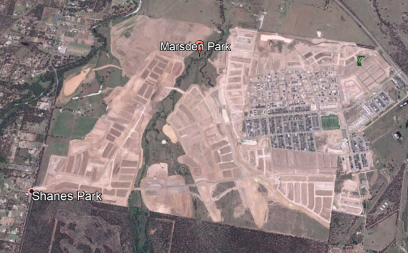 Caption: The most recent satellite image of Marsden Park licensed to Google Earth via DigitalGlobe. This was taken in December 2017.