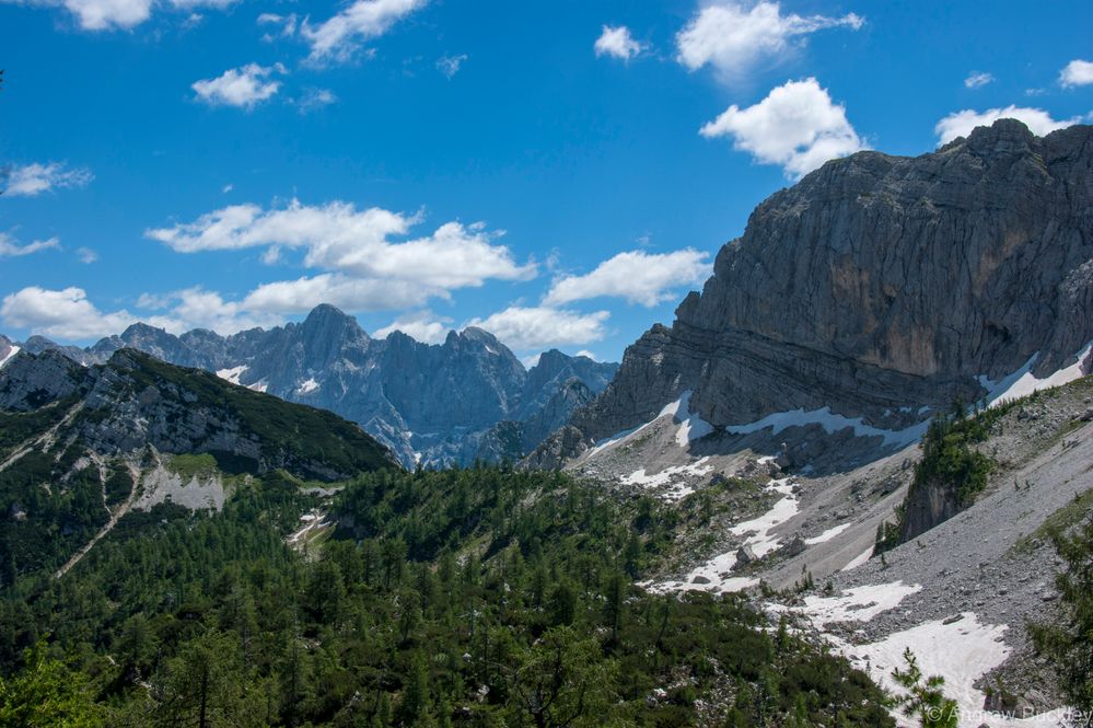 A view across Triglav National Park in the Julian Alps.