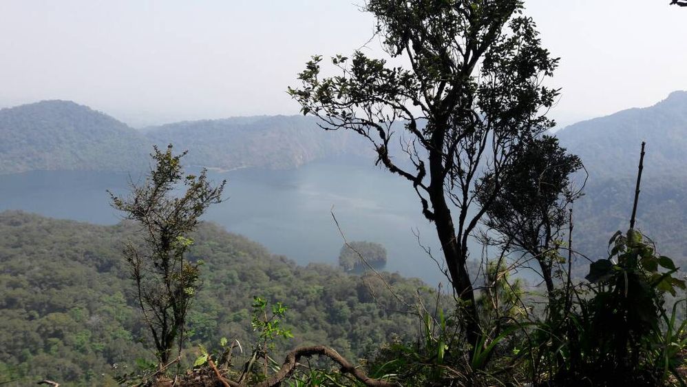 Upward view of lake Ngosi