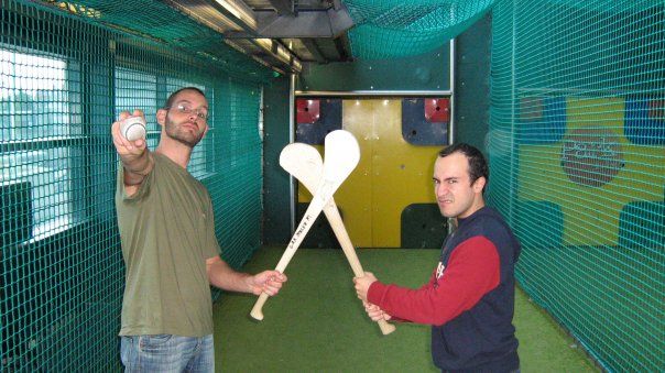 Pretending to be a professional Hurling player back in the days.