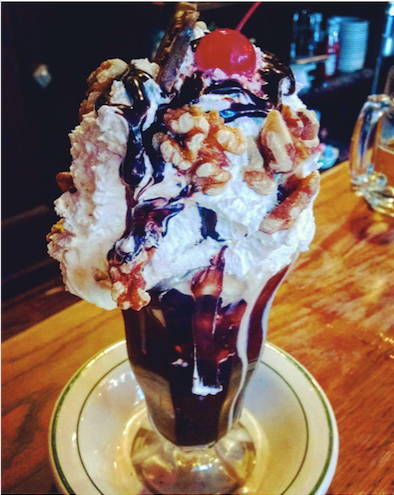 Good old fashioned ice cream sundae from Peter Luger's in NYC