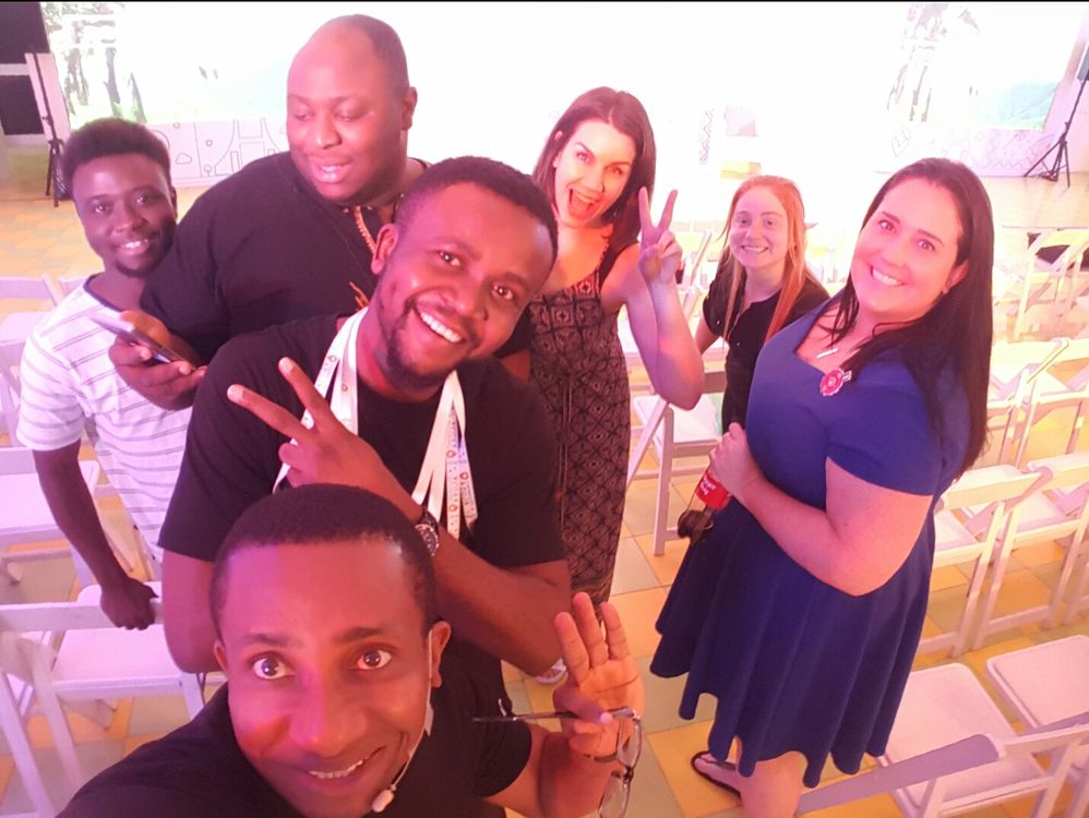 Caption: Emeka Ulor and Googlers including Traci, Christine and Tiffany in Abuja, Nigeria