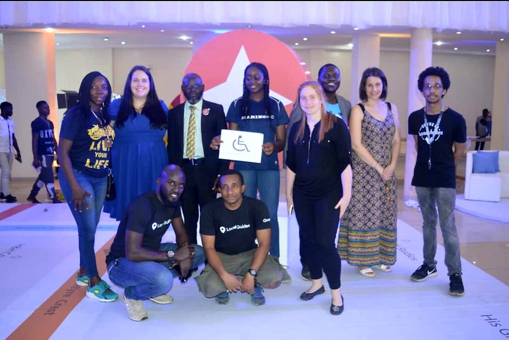 Caption: Nigeria Local Guides with Googlers Traci, Christine and Tiffany in Abuja, Nigeria after an accessibility meetup