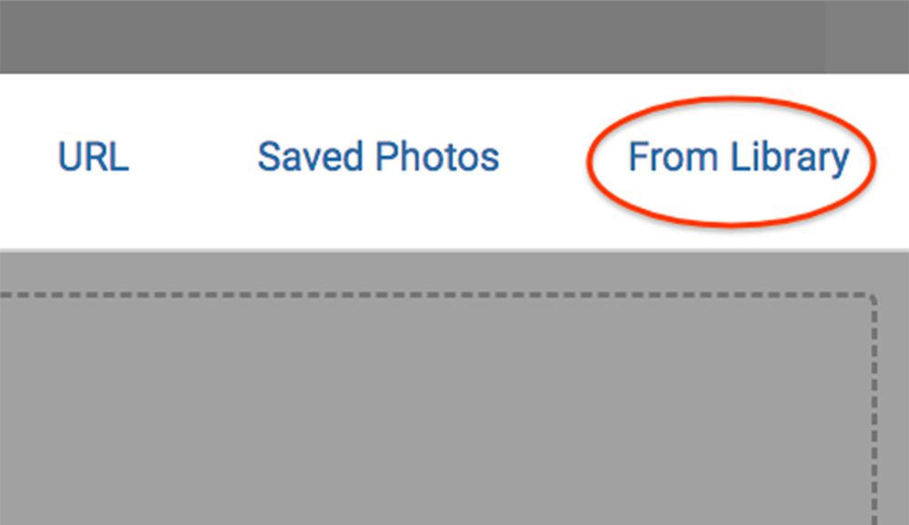 Caption: A screenshot of the “From Library” tab used to upload a photo from the Connect photo Library.