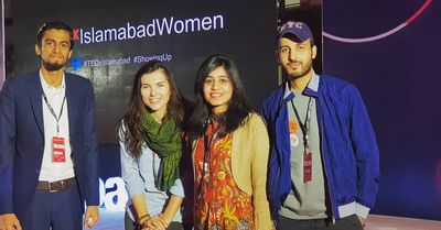 I along with my team sharing a picture with Eva - who is a very cool and popular female vlogger from Poland and visiting Pakistan