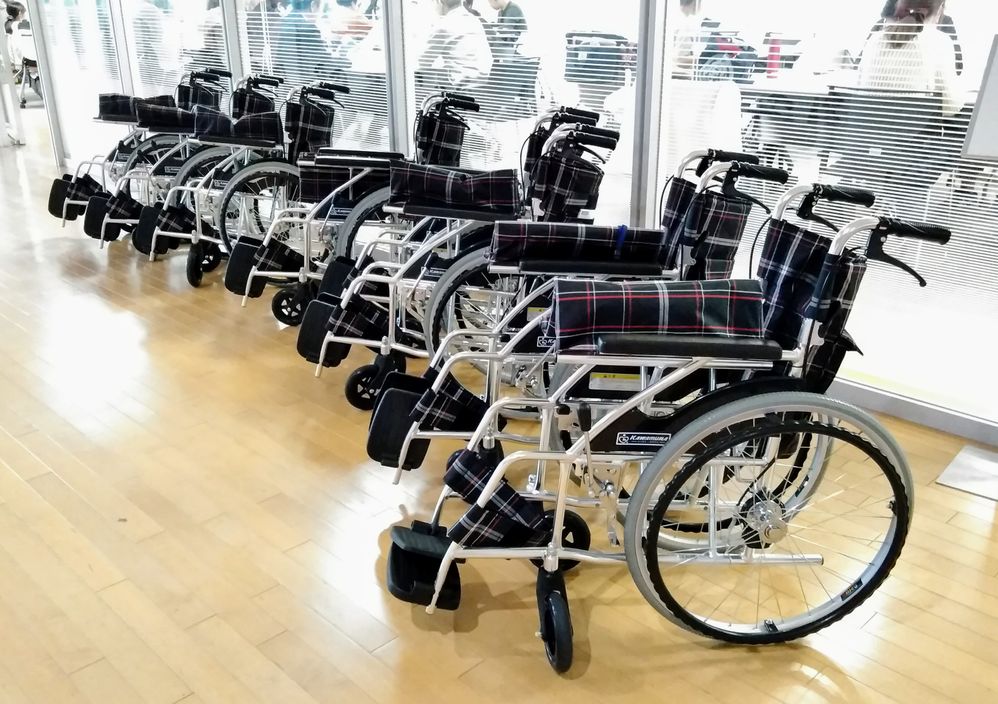 試乗用の車椅子は、福祉器具レンタルのダスキンヘルスレントから貸し出されました。