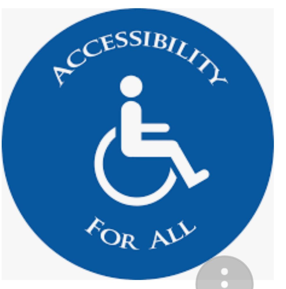 Caption: A logo showing the International Accessibility Sign with the word Accessibility For All