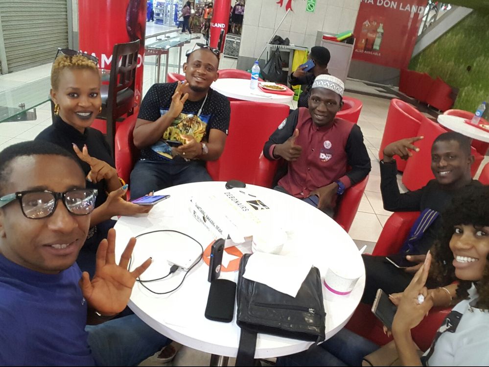 Caption: L-R Local Guides Emeka, Vera, Lewis, Abdullahi, Ayo and Lydia at the Palms in Lagos