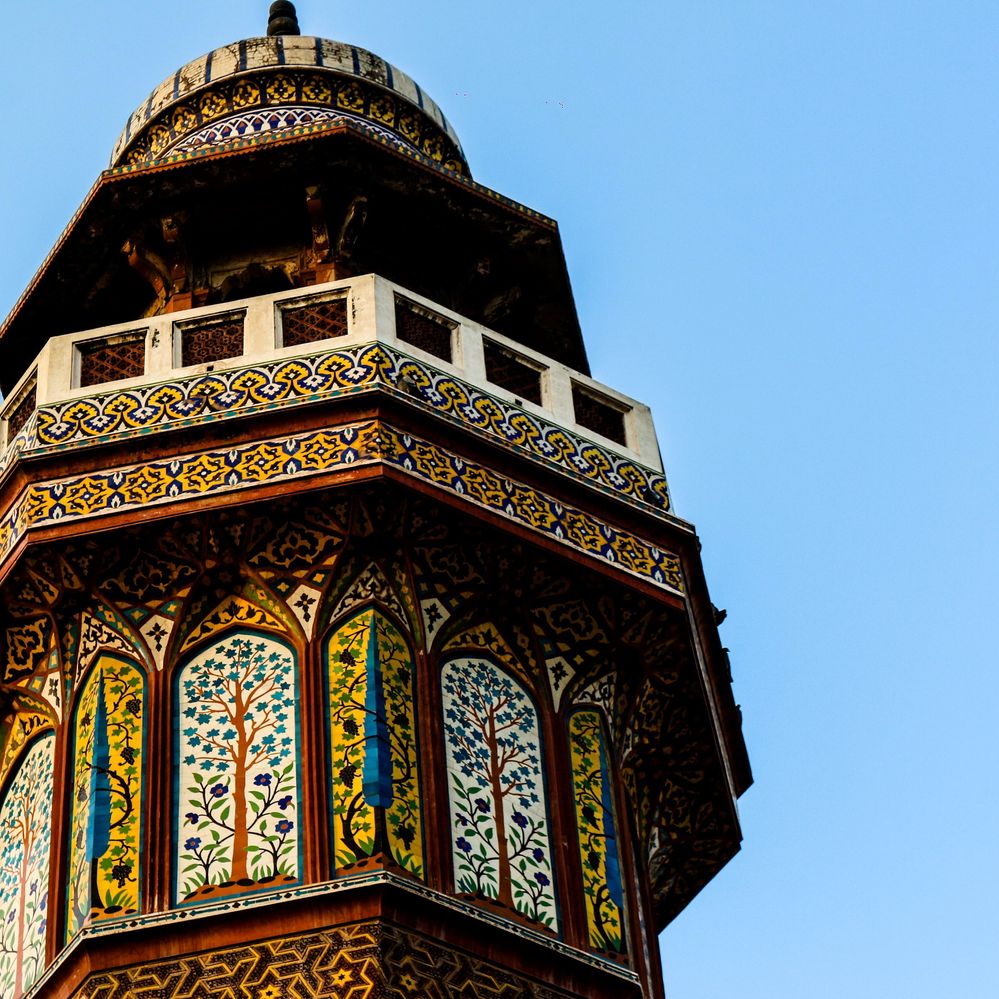 A minaret of Wazir Khan Mosque