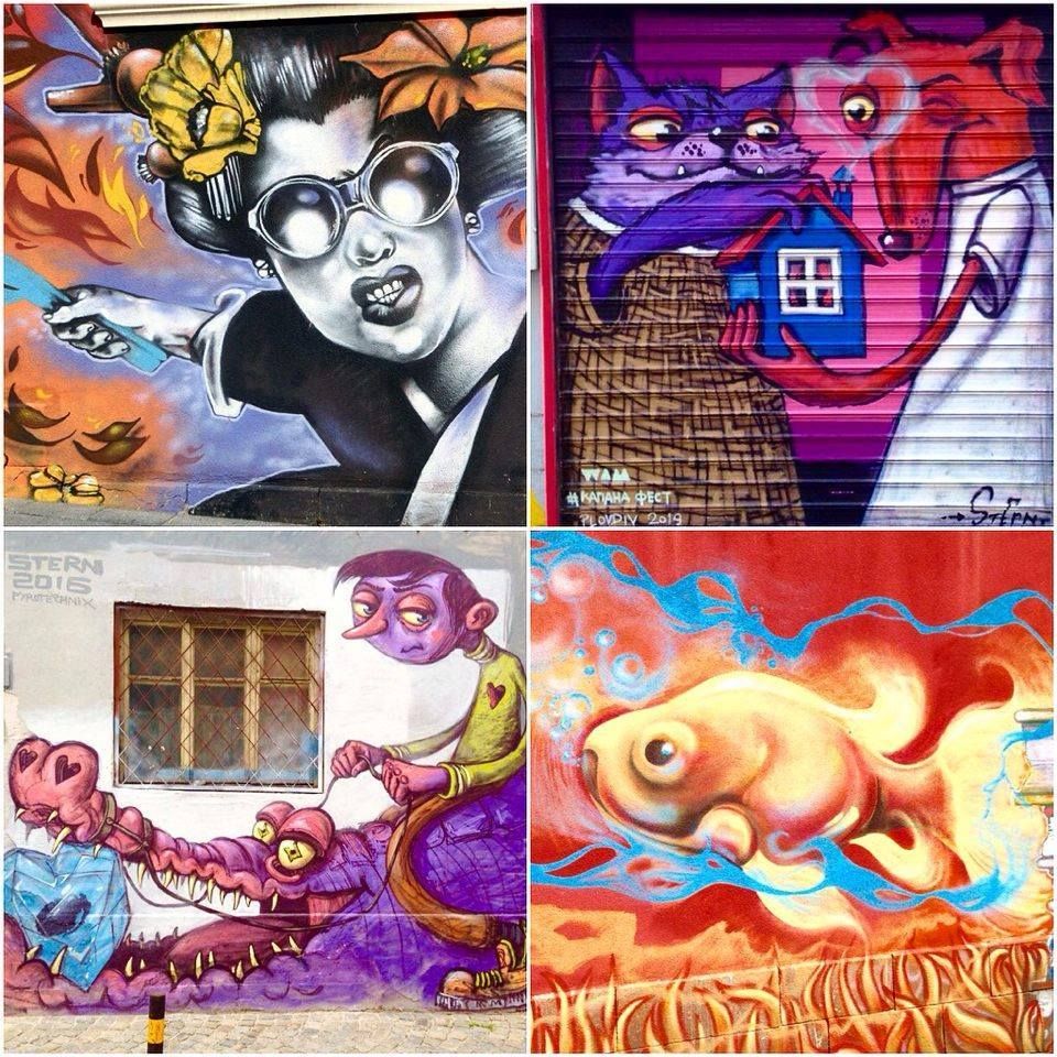 Caption: 4 different Street Art illustrations in Plovdiv (Local Guide BorrisS)