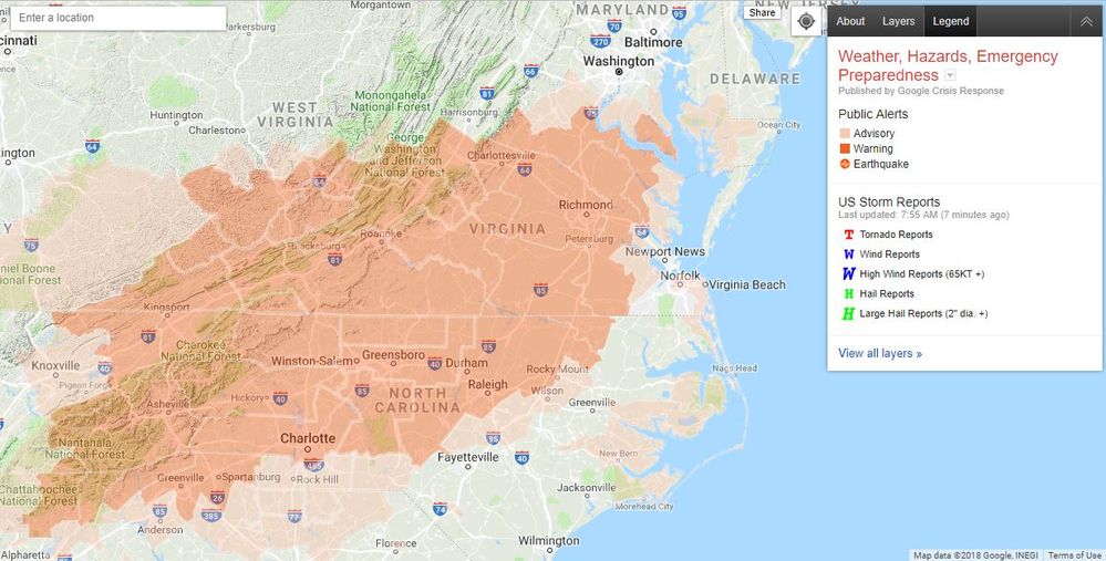 Affected Areas are showing by Google.org