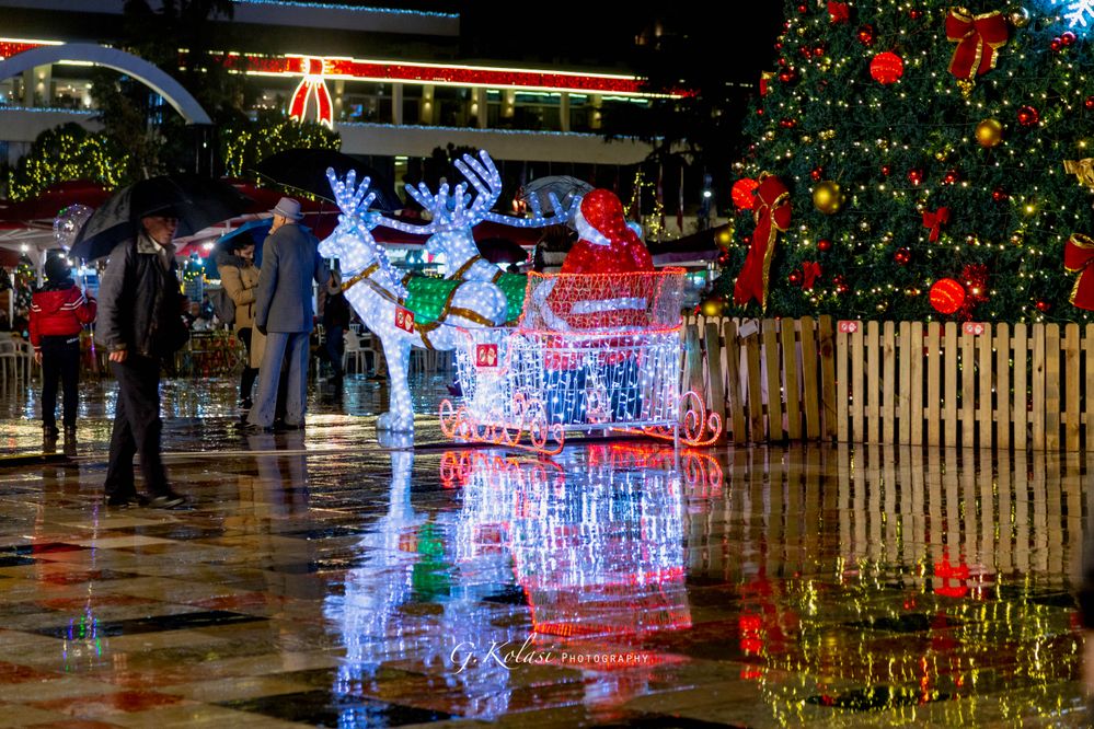 Caption: Santa Claus's sleigh at the Christmas market,Tirana, Albania (Local Guide  @Giti Kolasi)