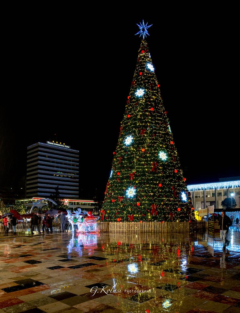Caption: Christmas tree in the main square, Tirana, Albania (Local Guide @Giti Kolasi)