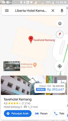favehotel  Kemang masih muncul di google maps