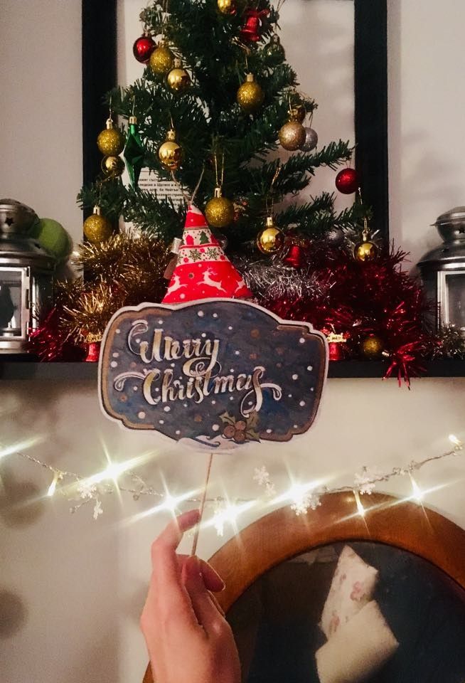 Caption: Part of my home Christmas decoration and handcrafted lettering Christmas card