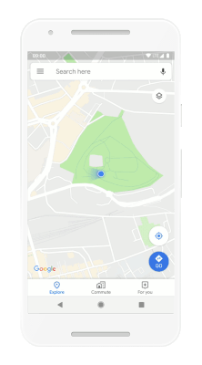 Caption: A GIF of a phone with the Google Maps app, navigating to the Santa Tracker through the location sharing feature.