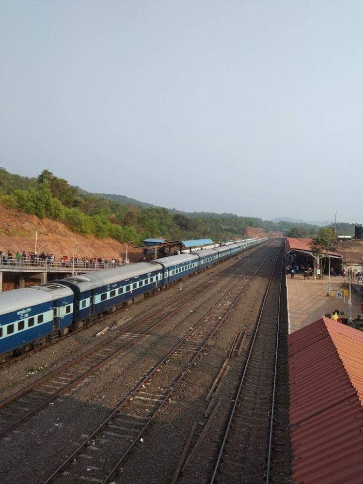 Thivim railway station in Goa, India.