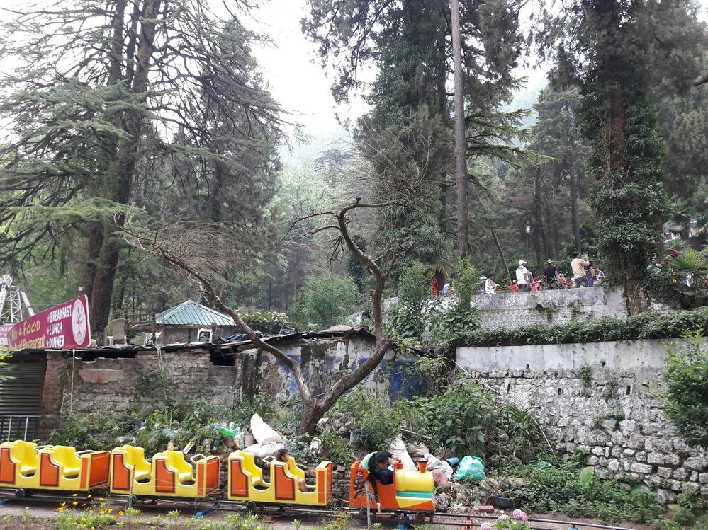 Children enjoying in small trains inside Garden.