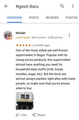 An old review of a legendary supermarket in Bogor, Ngesti.