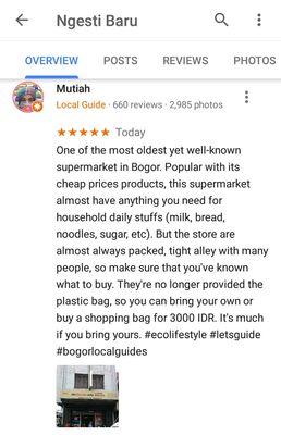 Newly edited review for the supermarket