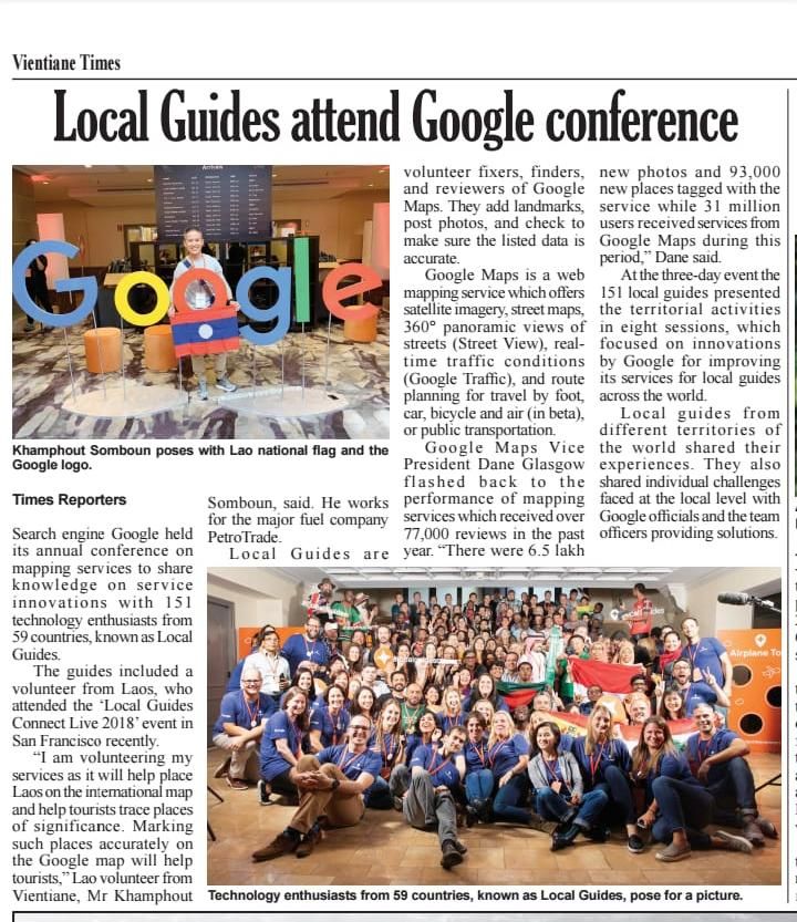 Article in Vientiane Times issue 8th January 2019