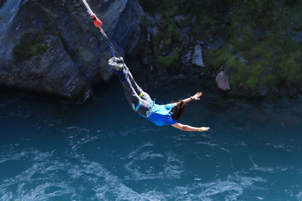 Caption: A photo of Local Guide @vvbellur bungee jumping at AJ Hackett Bungy Kawarau Bungy Centre in Gibbston, Otago, New Zealand. (Local Guide @vvbellur)