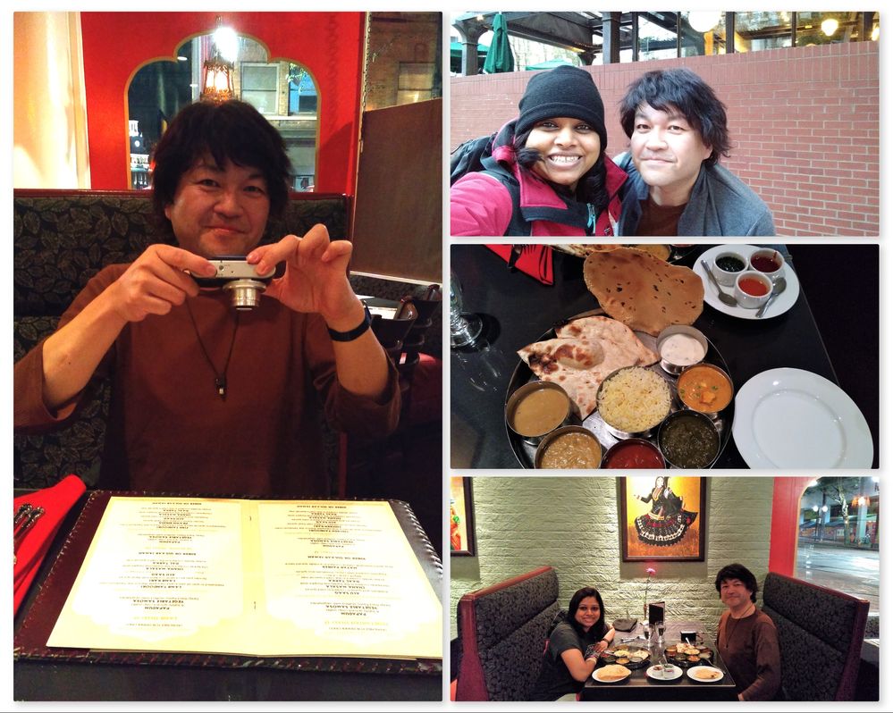 A photo of Yasumi San, a Japan Local Guide at an Indian restaurant in Portland.