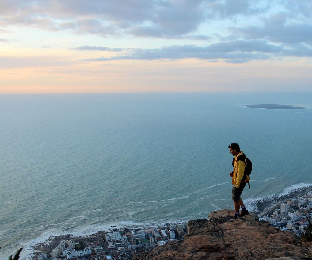 Me on Top of Lions Head in Cape Town , one of the most spectacular Hikes and views that can be done by most people. People hike up with thier babies and picnic baskets on full moon nights to enjoy the spectacular scenery