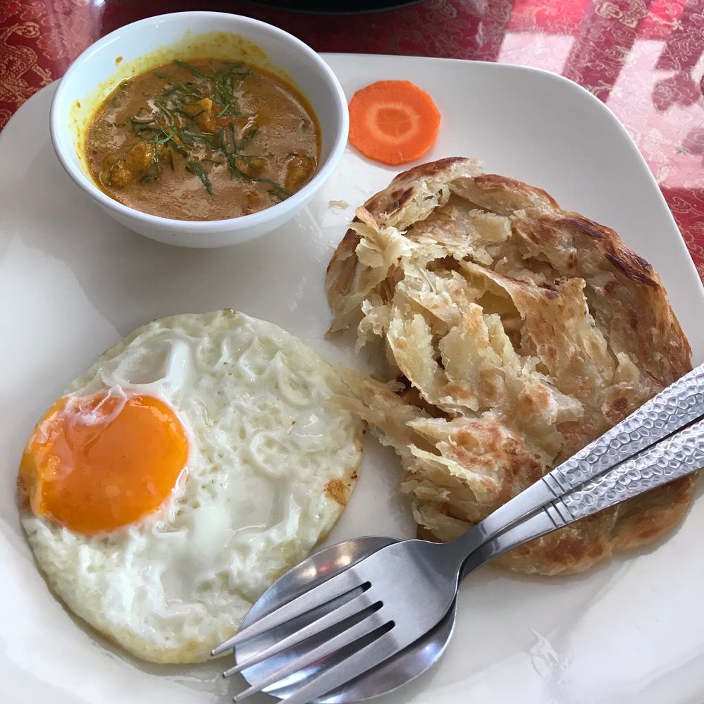 Roti with chicken curry
