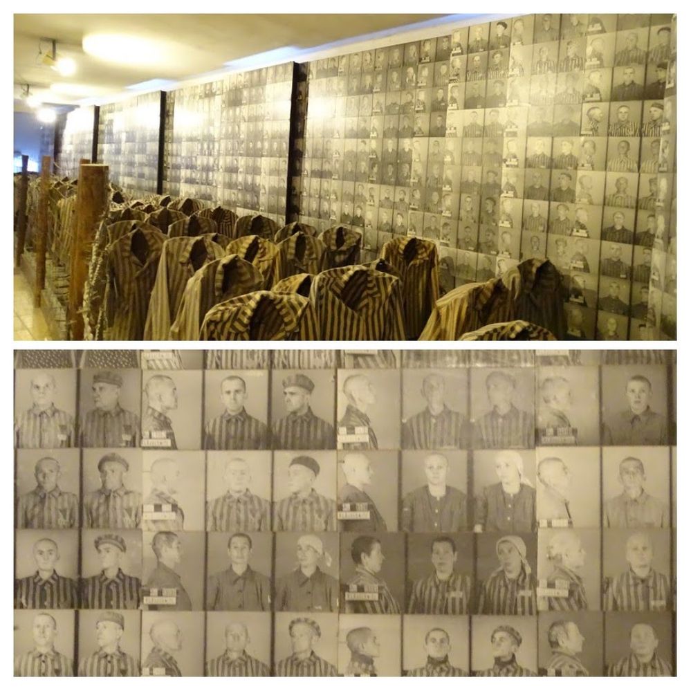 Caption: Empty uniforms - Auschwitz Extermination Camp - Local Guide @ermest
