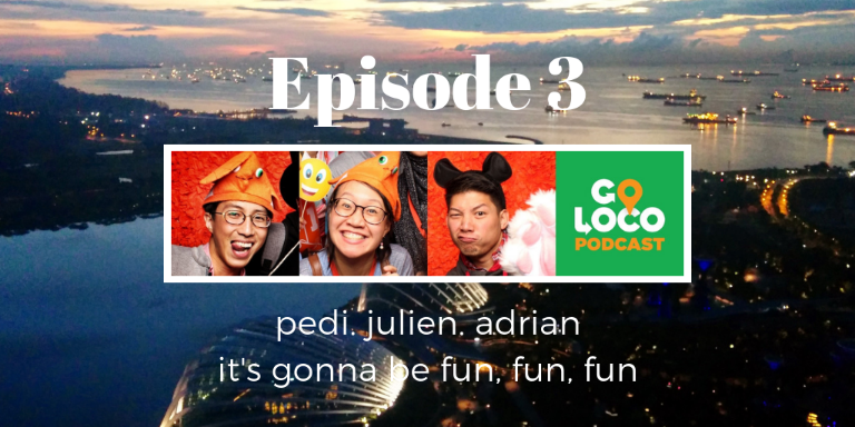 Caption: Banner showing Pedi, Julien and Adrian who are the guests/host for Go Loco: Episode 3!