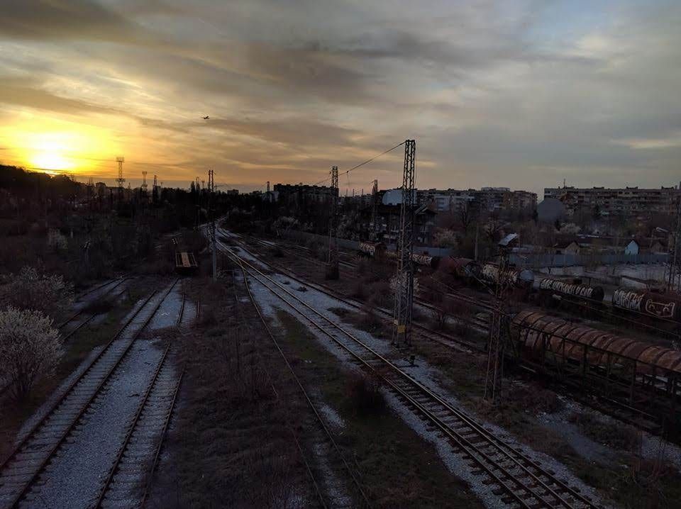 Caption: A photo of a sunset taken at an old train station in Sofia, Bulgaria (Local Guide @MoniDi)