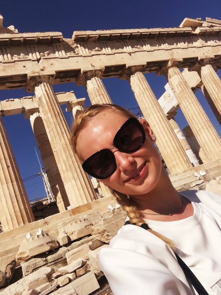 Caption: In front of one of the temples on the Acropolis, Athens, Greece (Local Guide @Petra_M)