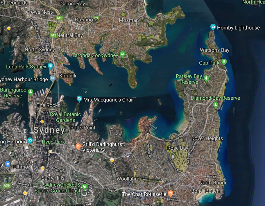 Caption: Sydney's current satellite view images and the current coverage of the new view. Note there is a stark difference between certain areas.