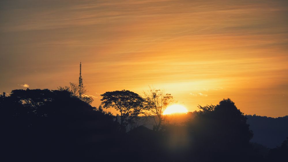 Sunrise over Houayxay, Laos. Viewed from Chiang Khong, Thailand.