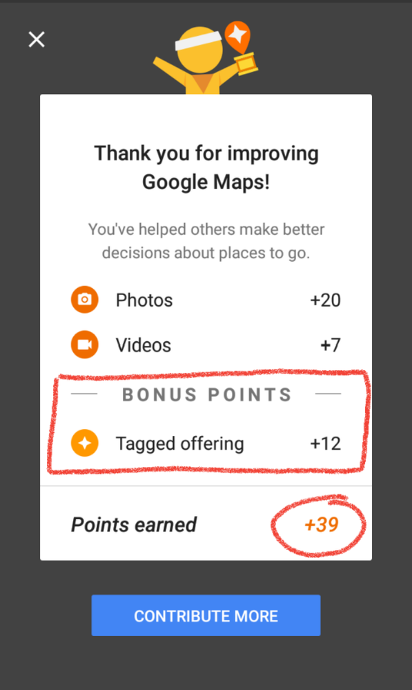 BONUS POINTS (TAGGED OFFERING), i got +12 points by using tags in my photos.