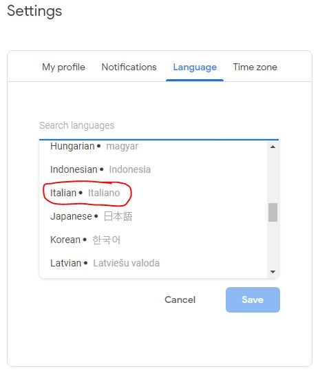 Caption - Language setting in Local guides Connect - Desktop version