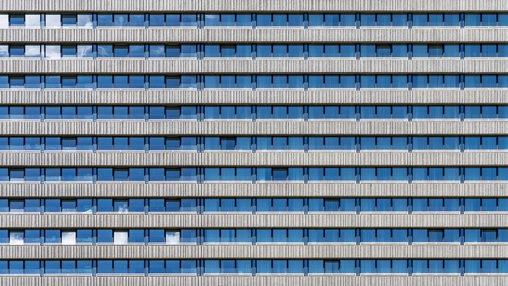 Caption: A close-up photo of the windows of The Westin Grand Munich, a hotel in Munich, Germany. (Local Guide gri su)