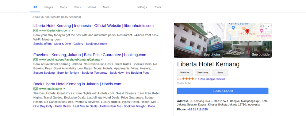 Keterangan: Foto Screenshot Tampilan Hotel Liberta.