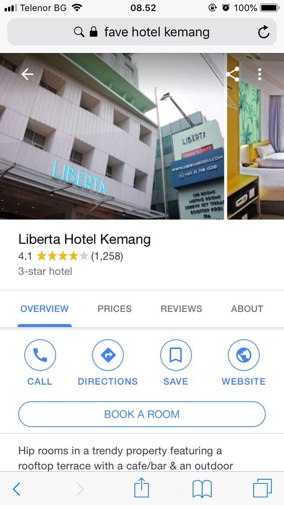 Keterangan: Foto Screenshot dari Google Maps mengenai Hotel Liberta Kemang