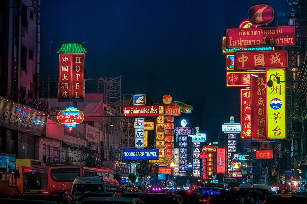 Classic scene of Bangkok Chinatown at Night