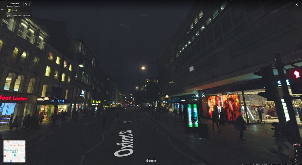 Google Street View Night Mode, after sunset capture